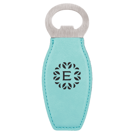 Teal Engravable Leatherette Bottle Opener with Magnet
