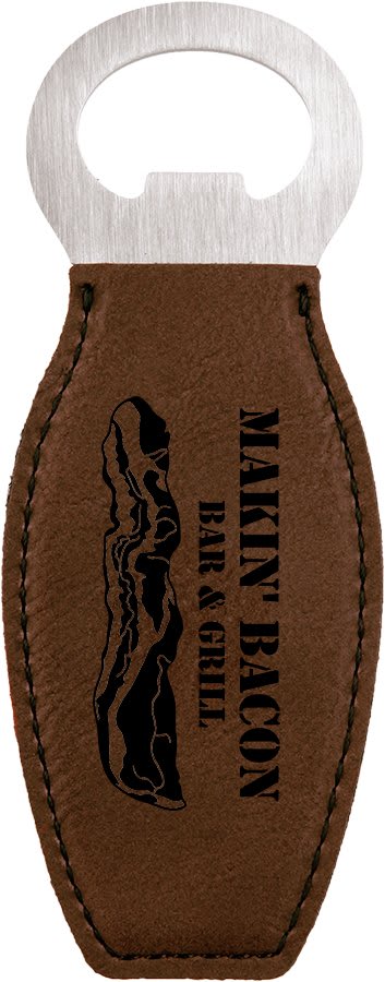 Dark Brown Engravable Leatherette Bottle Opener with Magnet