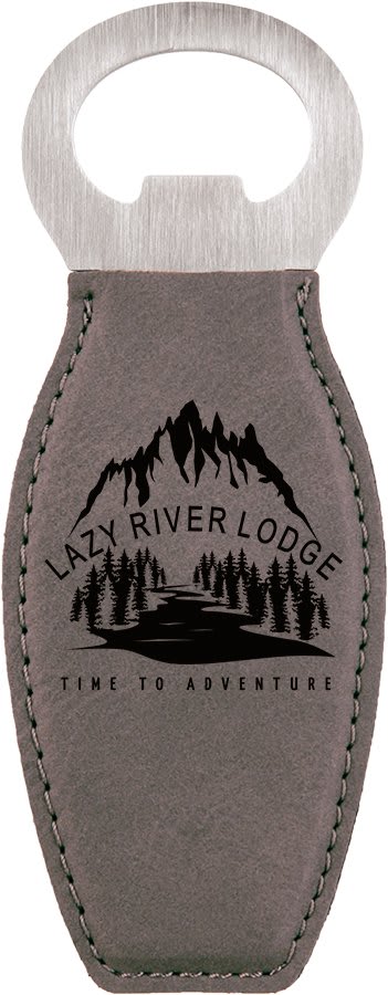 Gray Engravable Leatherette Bottle Opener with Magnet