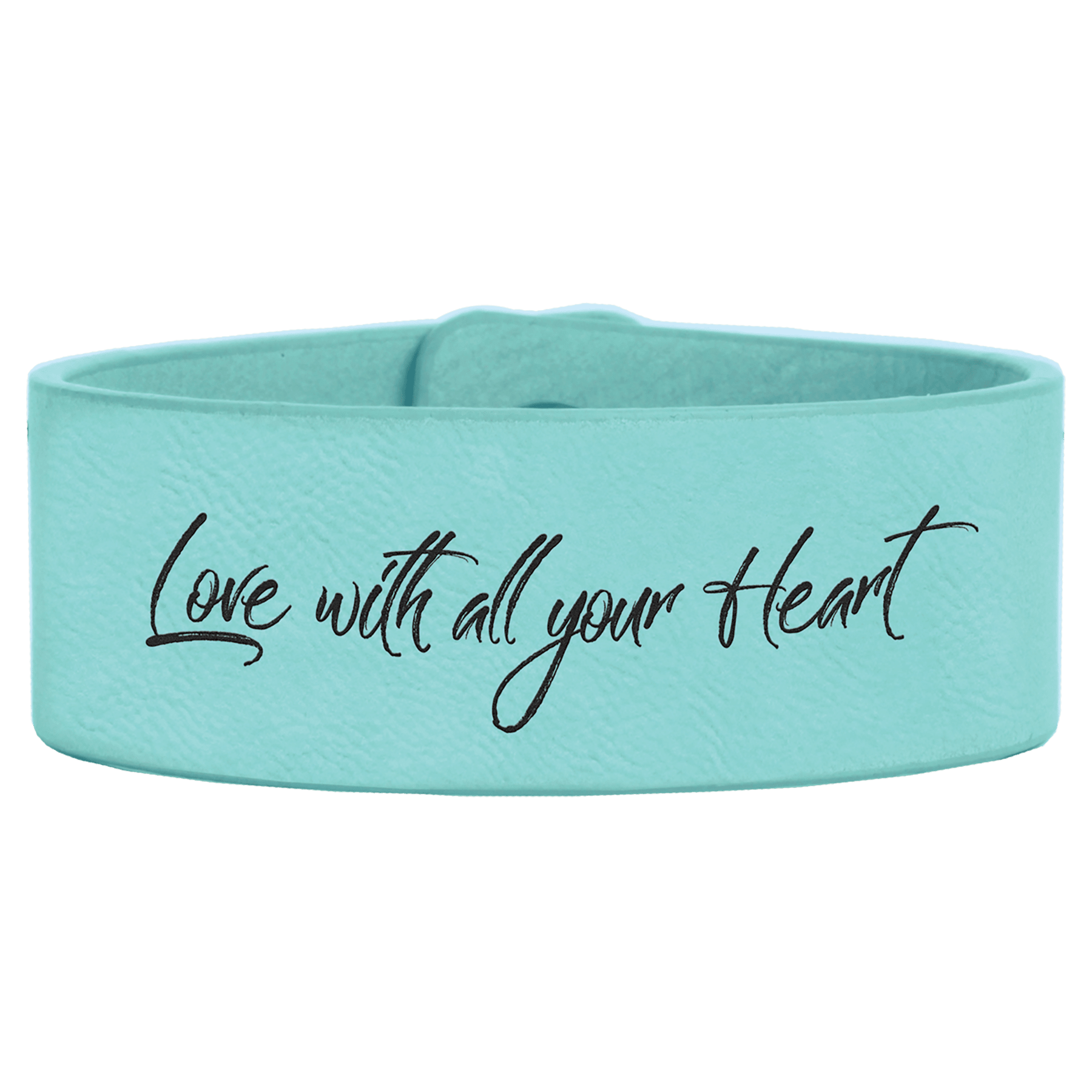 Teal Engravable Leatherette Cuff Bracelet - 9 1/2" x 1"