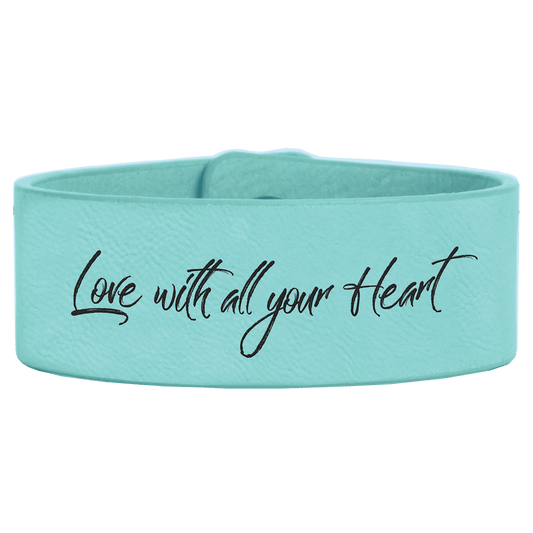 Teal Engravable Leatherette Cuff Bracelet - 9 1/2" x 1"
