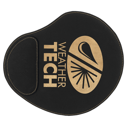 Black/Gold Engravable Leatherette Mouse Pad - 9" x 10 1/4"