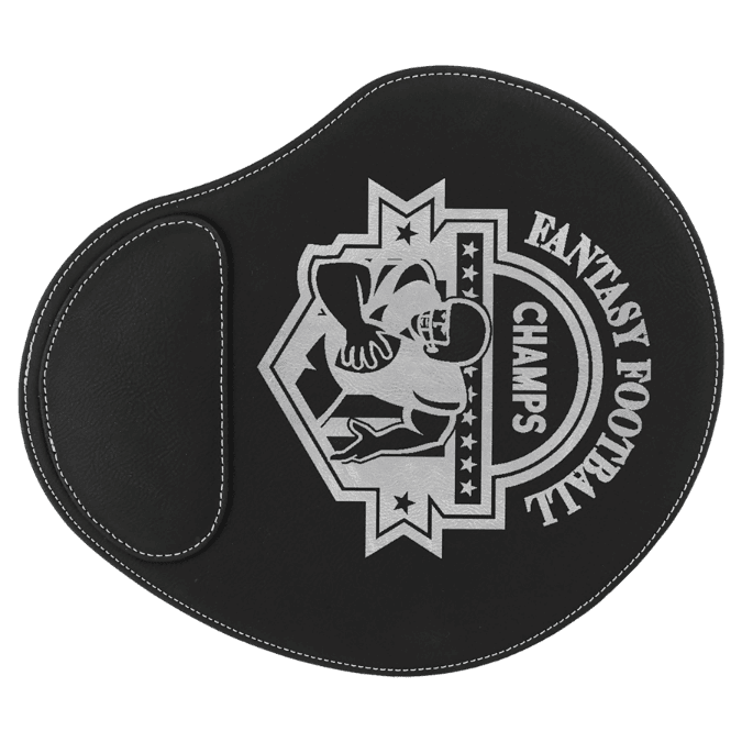 Black/Silver Engravable Leatherette Mouse Pad - 9" x 10 1/4"