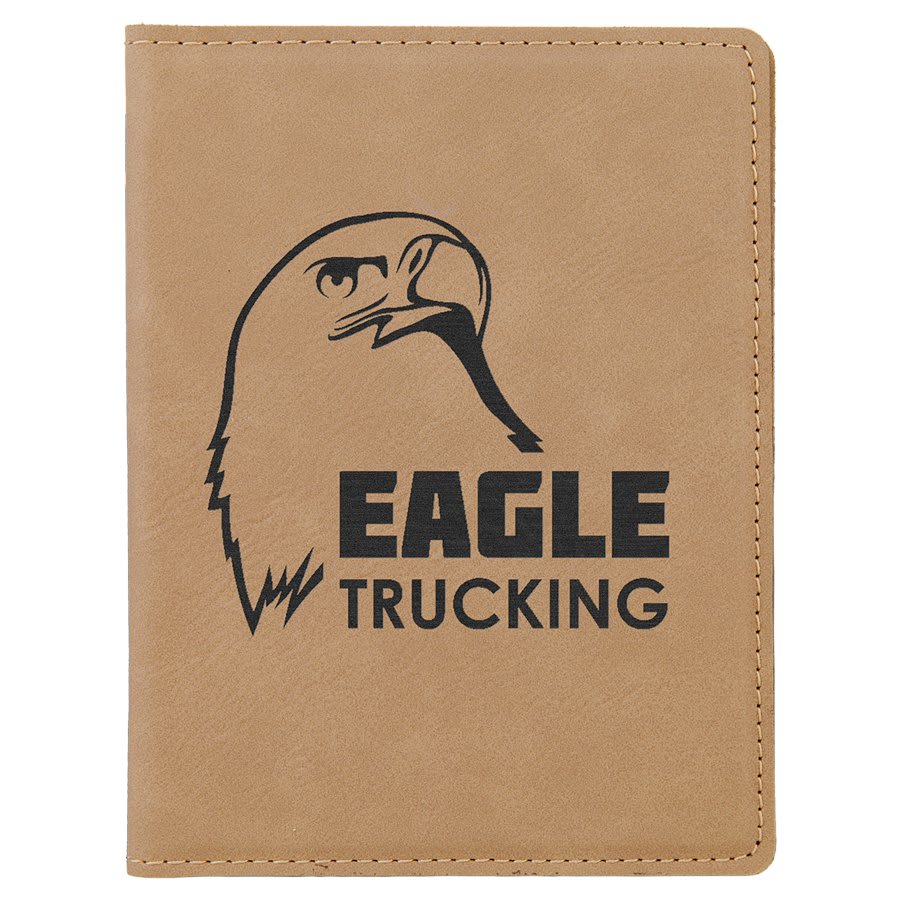 Light Brown Engravable Leatherette Passport Holder - 4 1/4" x 5 1/2"