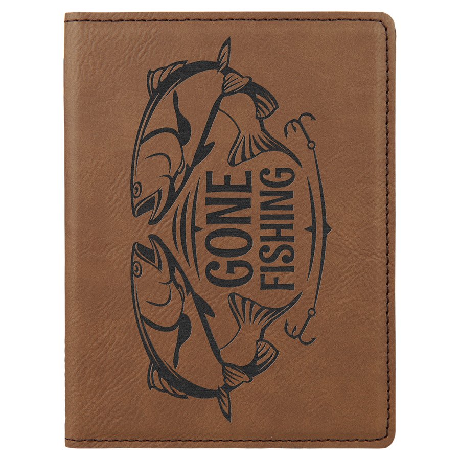 Dark Brown Engravable Leatherette Passport Holder - 4 1/4" x 5 1/2"