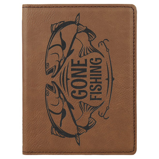 4 1/4" x 5 1/2" Dark Brown Laserable Leatherette Passport Holder