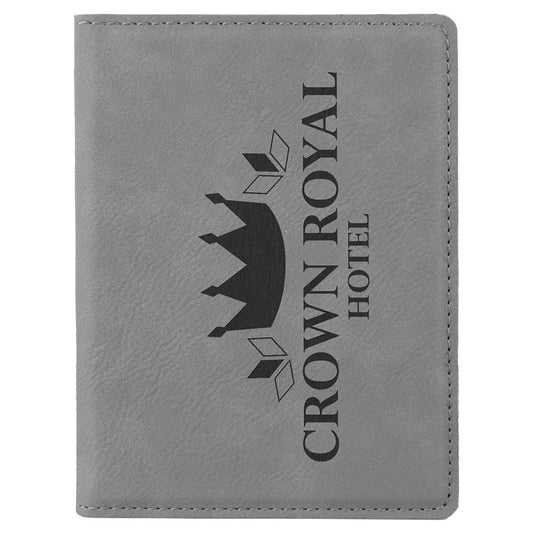 Gray Engravable Leatherette Passport Holder - 4 1/4" x 5 1/2"
