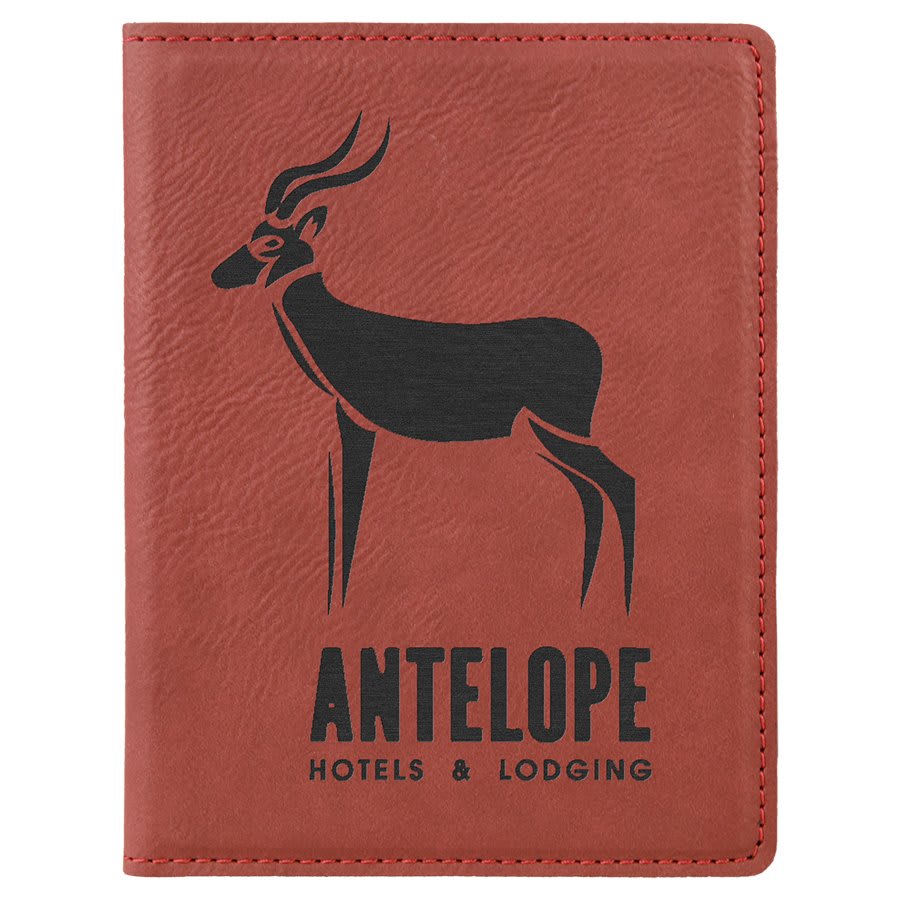 Rose Engravable Leatherette Passport Holder - 4 1/4" x 5 1/2"