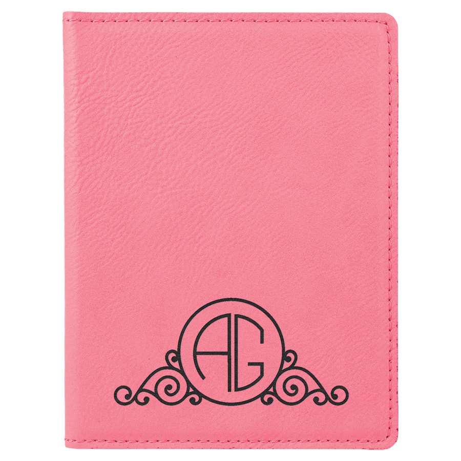 Pink Engravable Leatherette Passport Holder - 4 1/4" x 5 1/2"