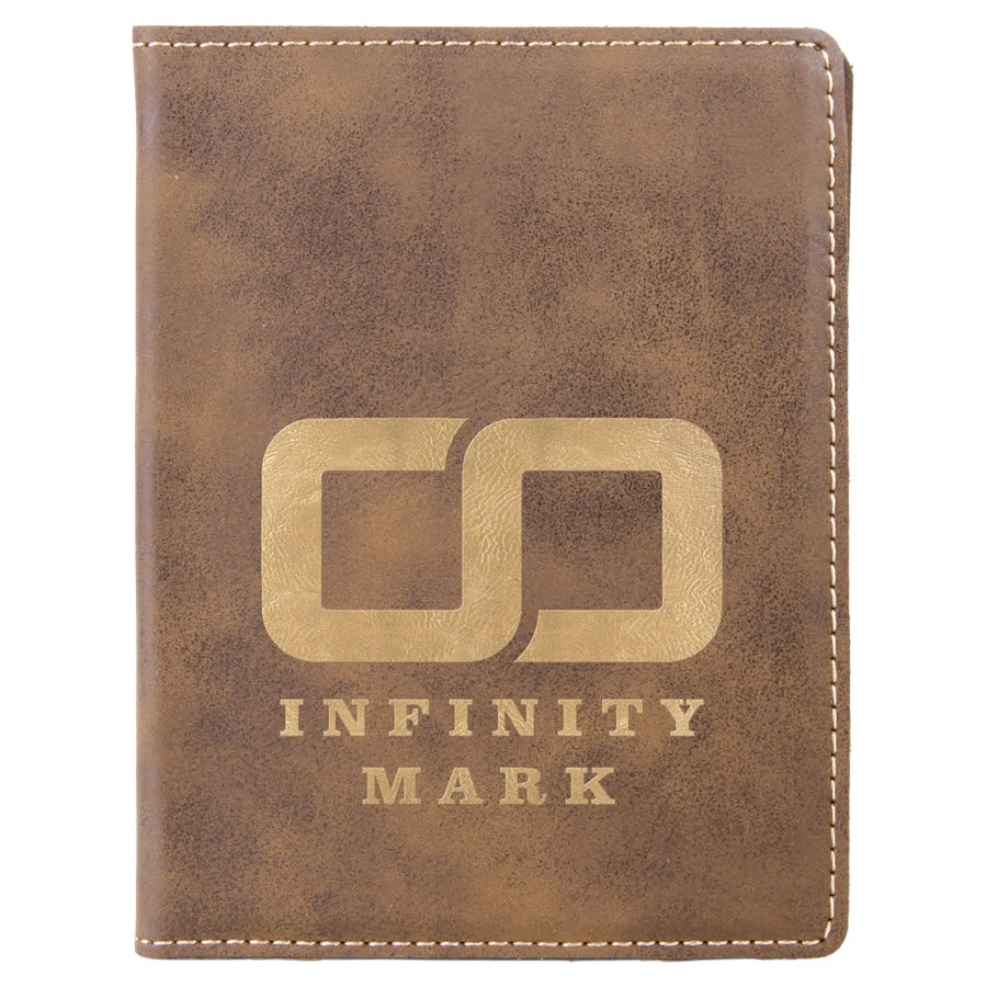 Rustic/Gold Engravable Leatherette Passport Holder - 4 1/4" x 5 1/2"