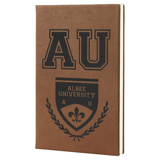 Dark Brown Engravable Leatherette Journal with Lined Notepad - 5 1/4" x 8 1/4"