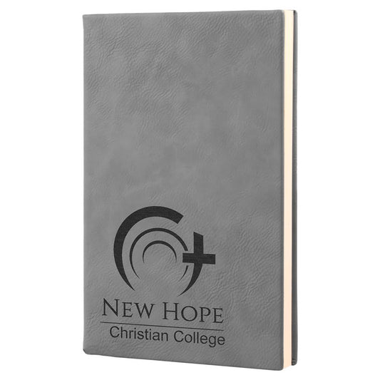 5 1/4" x 8 1/4" Gray Laserable Leatherette Journal with Lined Notepad