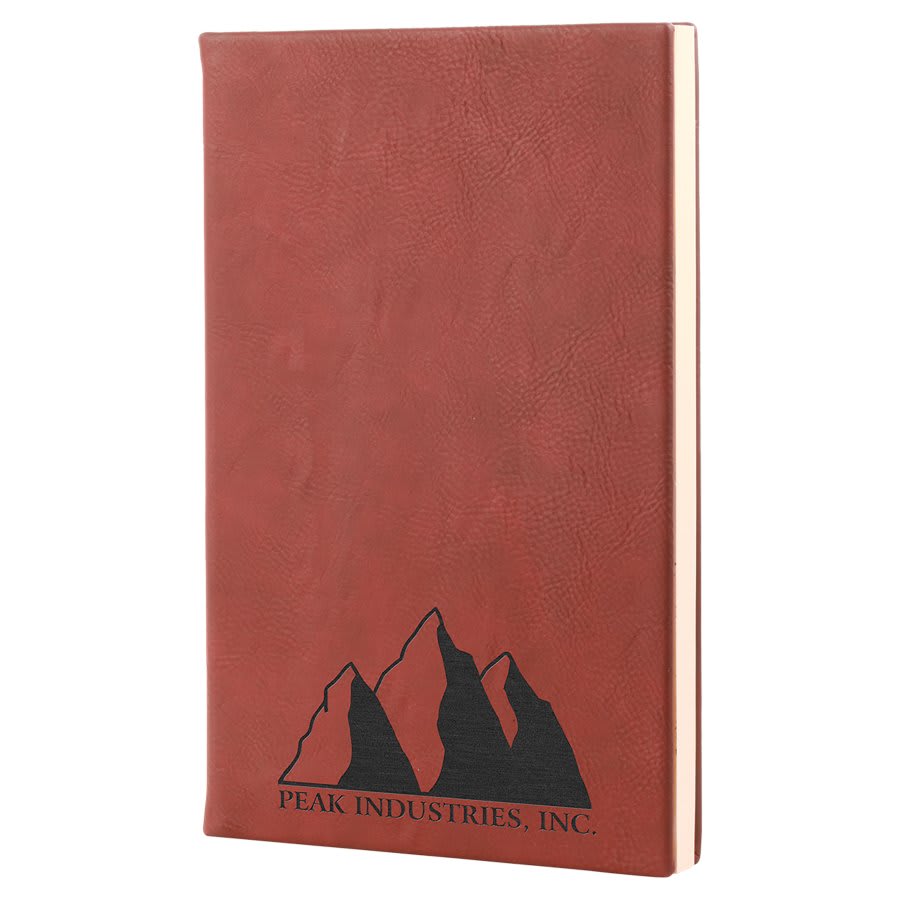 Rose Engravable Leatherette Journal with Lined Notepad - 5 1/4" x 8 1/4"