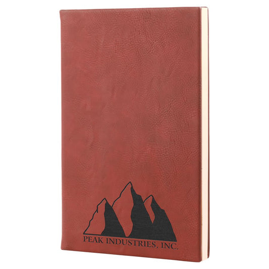 Rose Engravable Leatherette Journal with Lined Notepad - 5 1/4" x 8 1/4"