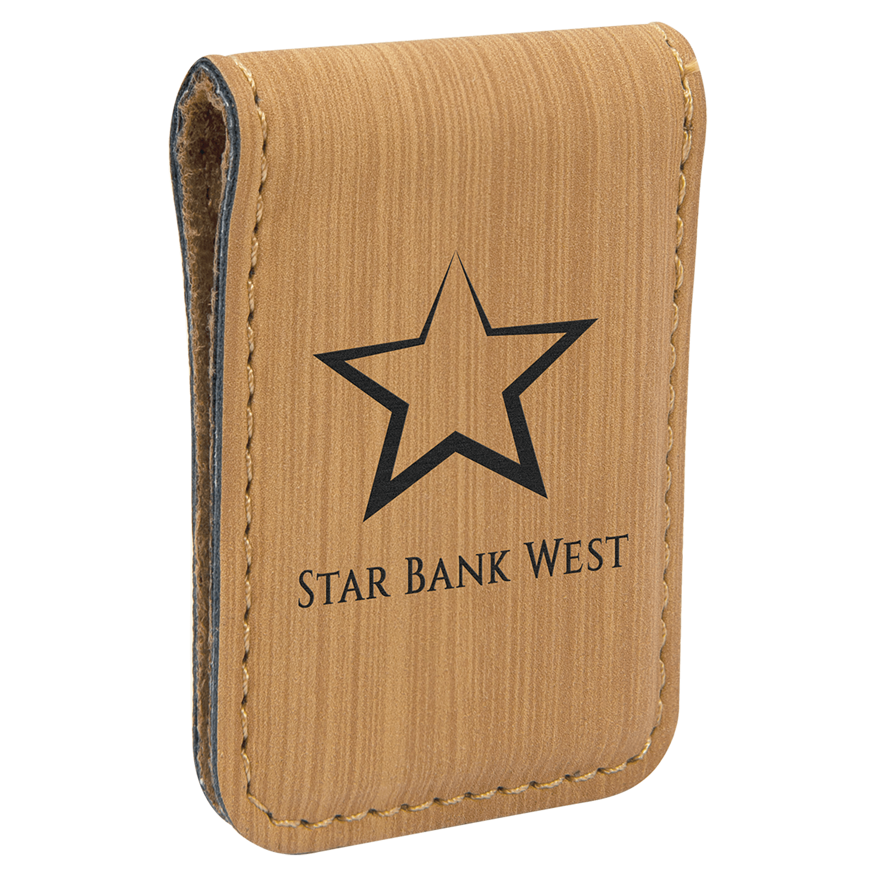 Bamboo Engravable Leatherette Money Clip - 1 3/4" x 2 1/2"