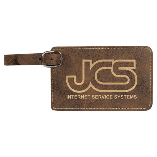 Rustic/Gold Engravable Leatherette Luggage Tag - 4 1/4" x 2 3/4"