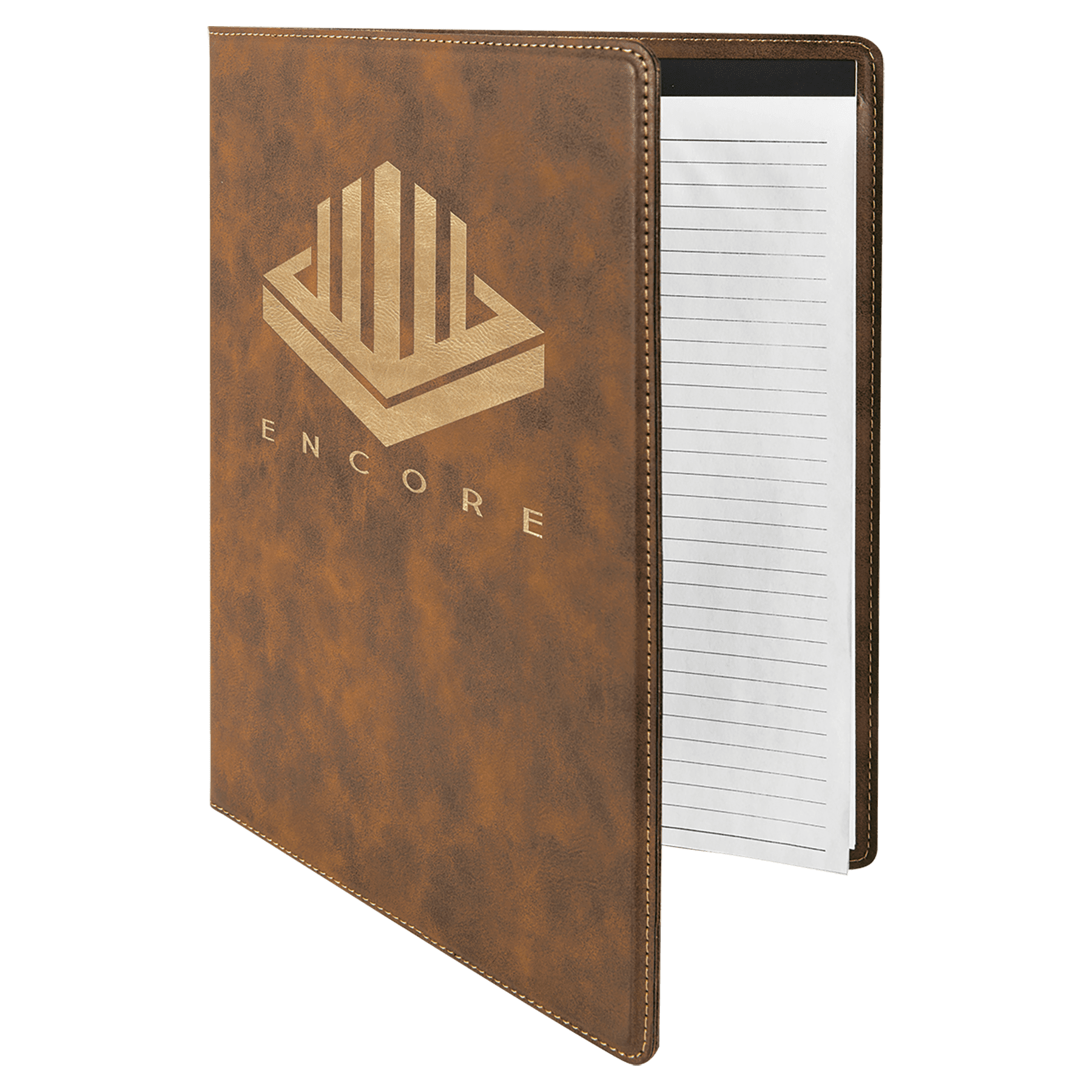 Rustic/Gold Engravable Leatherette Portfolio with Notepad - 9 1/2" x 12"