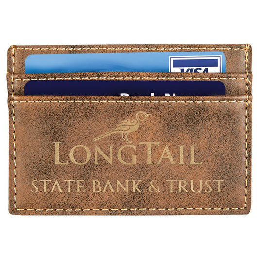 Rustic/Gold Engravable Leatherette Wallet Clip - 4" x 2 3/4"