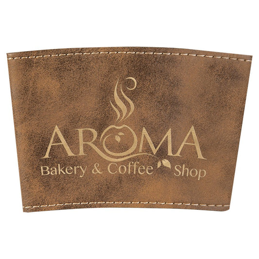 Rustic/Gold Engravable Leatherette Mug Sleeve - 3"