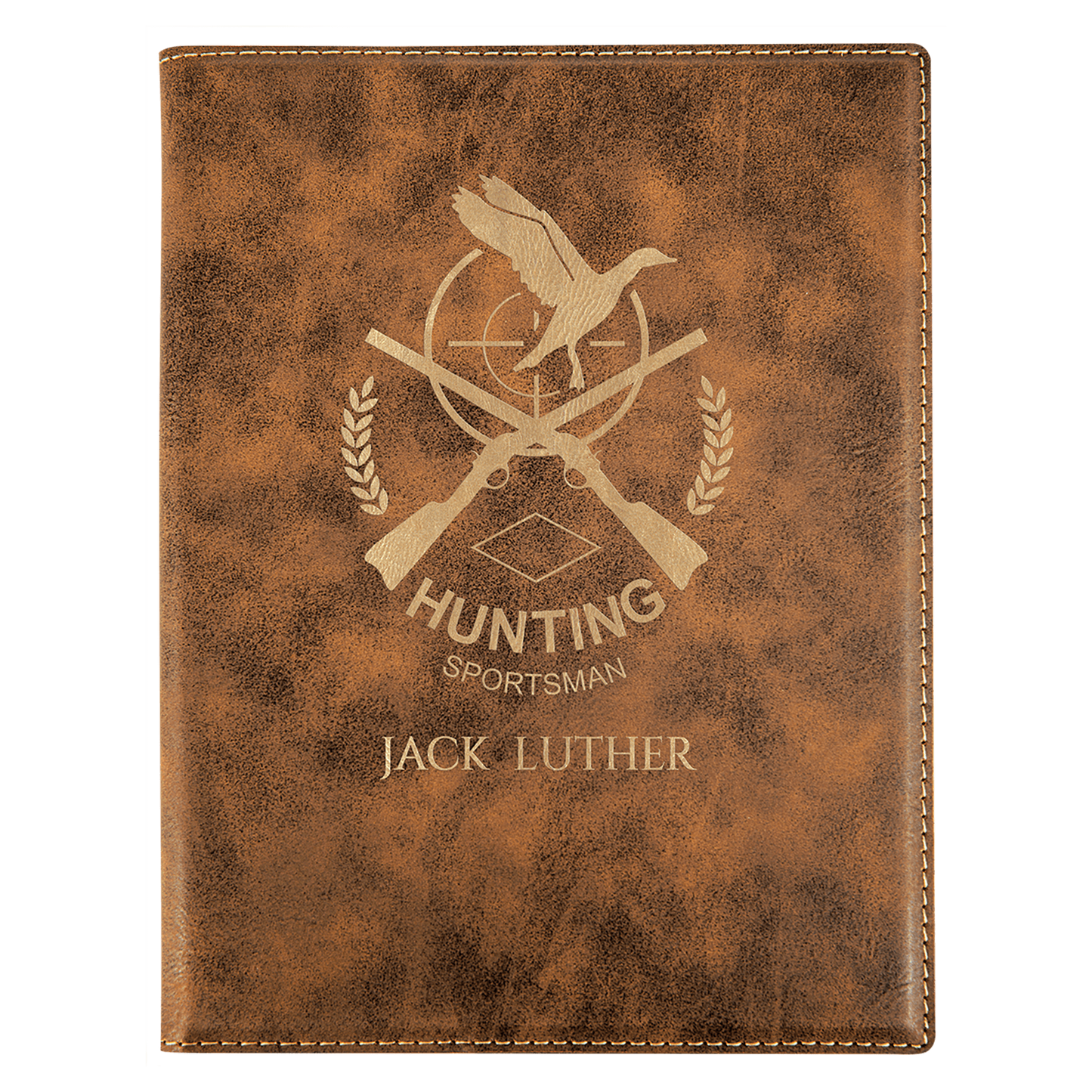 Rustic/Gold Engravable Leatherette Small Portfolio with Notepad - 7" x 9"