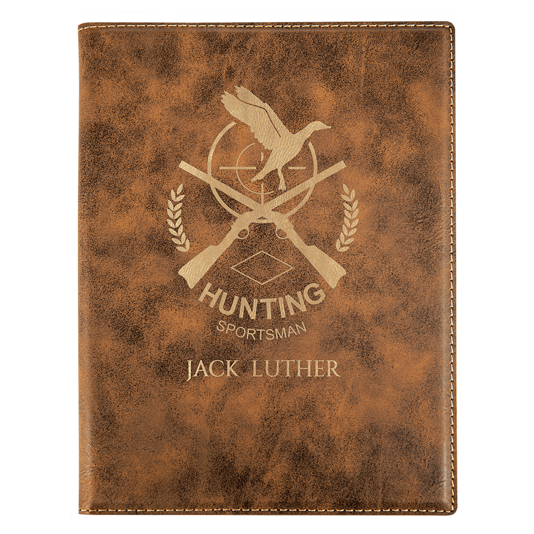 Rustic/Gold Engravable Leatherette Small Portfolio with Notepad - 7" x 9"