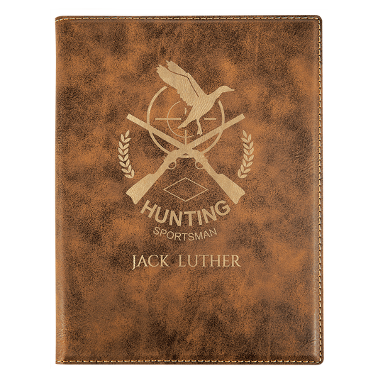 Rustic/Gold Engravable Leatherette Small Portfolio with Notepad - 7" x 9"