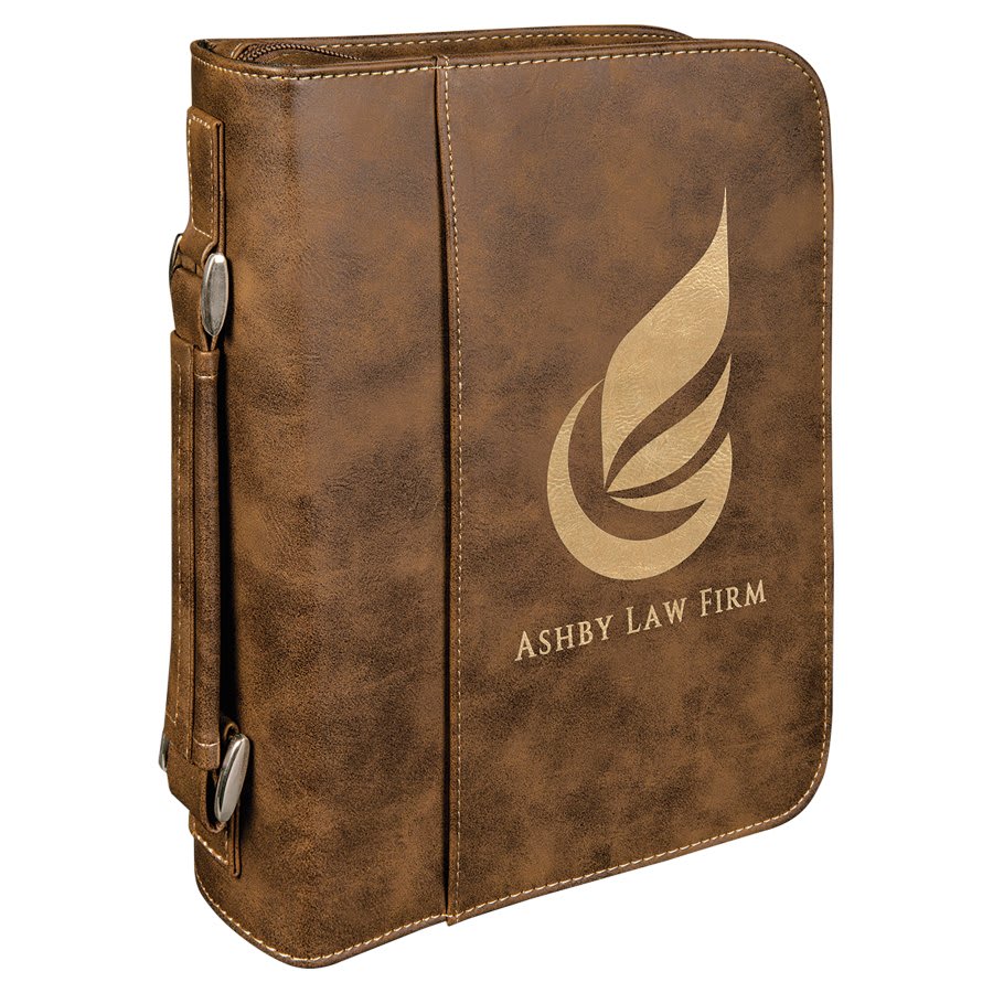Rustic/Gold Leatherette Book/Bible Cover with Handle & Zipper - 7 1/2" x 10 3/4"