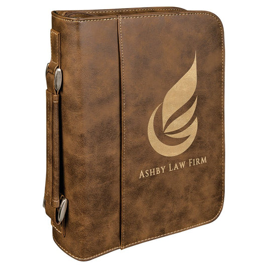 Rustic/Gold Leatherette Book/Bible Cover with Handle & Zipper - 7 1/2" x 10 3/4"