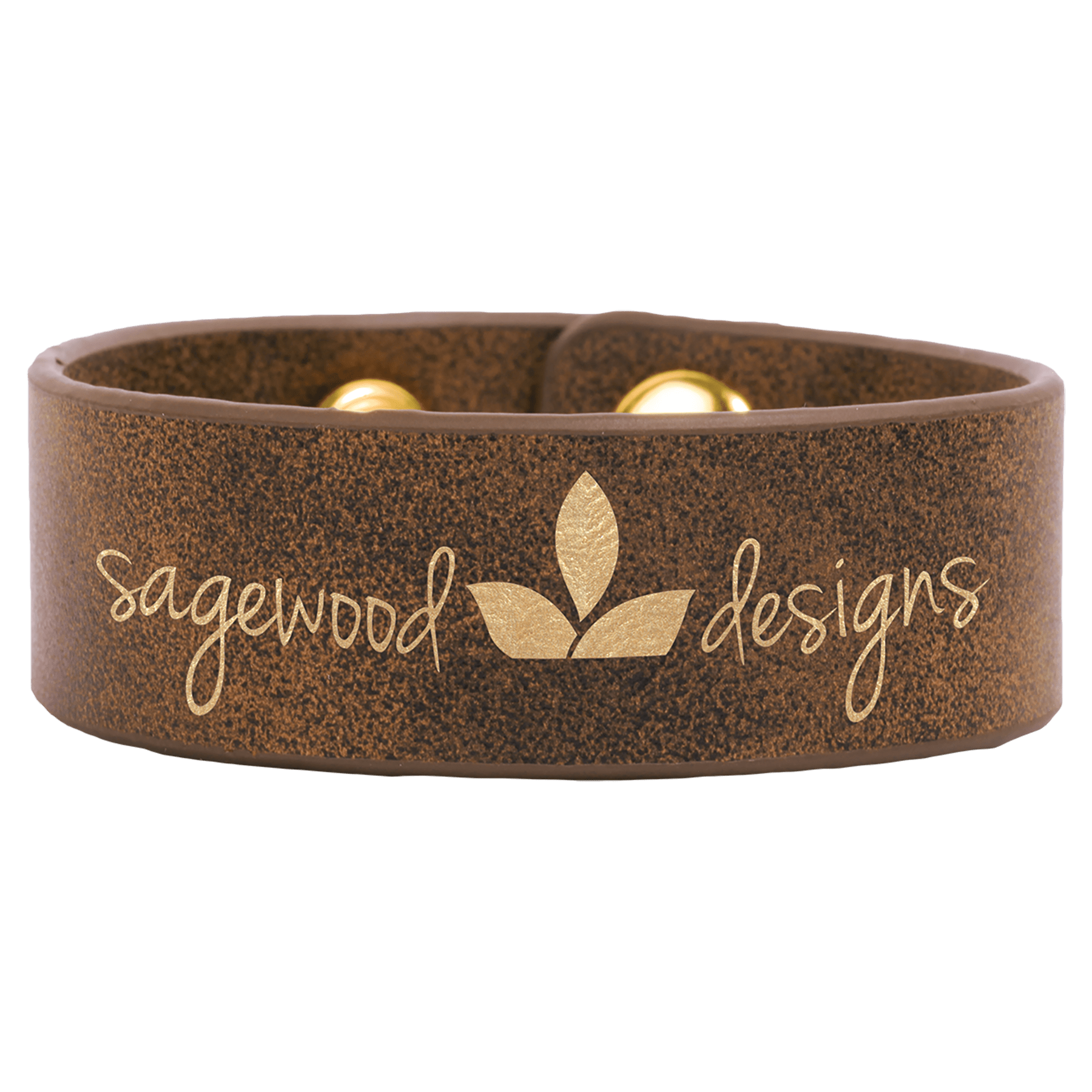 Rustic/Gold Engravable Leatherette Cuff Bracelet - 9 1/2" x 1"
