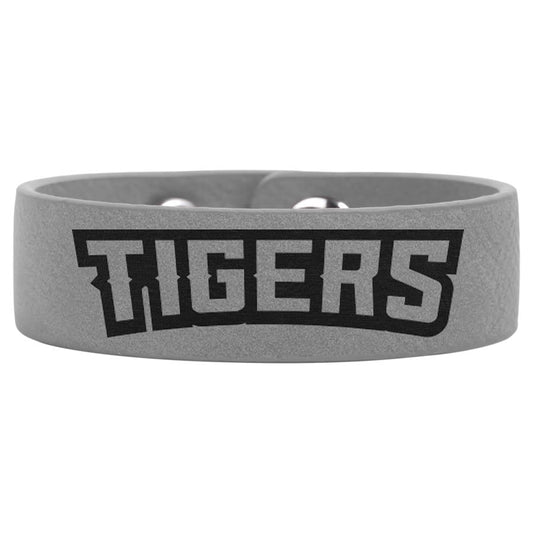 Gray Engravable Leatherette Youth Cuff Bracelet - 8 1/2" x 3/4"
