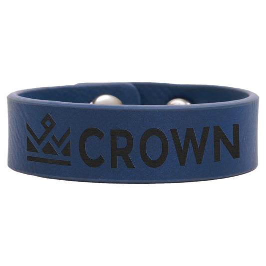 Blue/Black Engravable Leatherette Youth Cuff Bracelet - 8 1/2" x 3/4"