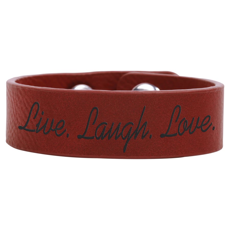 Rose Engravable Leatherette Youth Cuff Bracelet - 8 1/2" x 3/4"