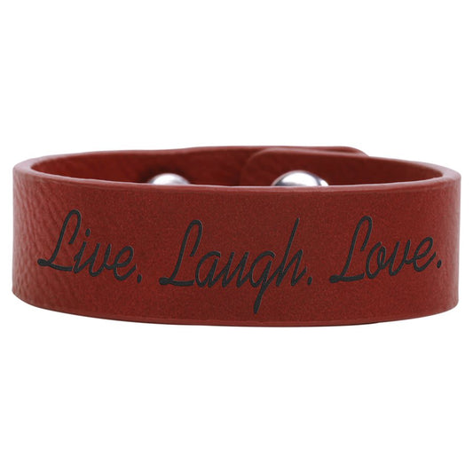 Rose Engravable Leatherette Youth Cuff Bracelet - 8 1/2" x 3/4"
