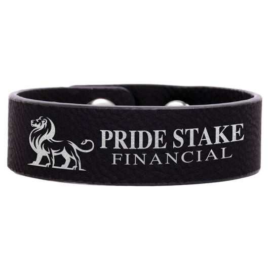 8 1/2" x 3/4" Black/Silver Laserable Leatherette Youth Cuff Bracelet