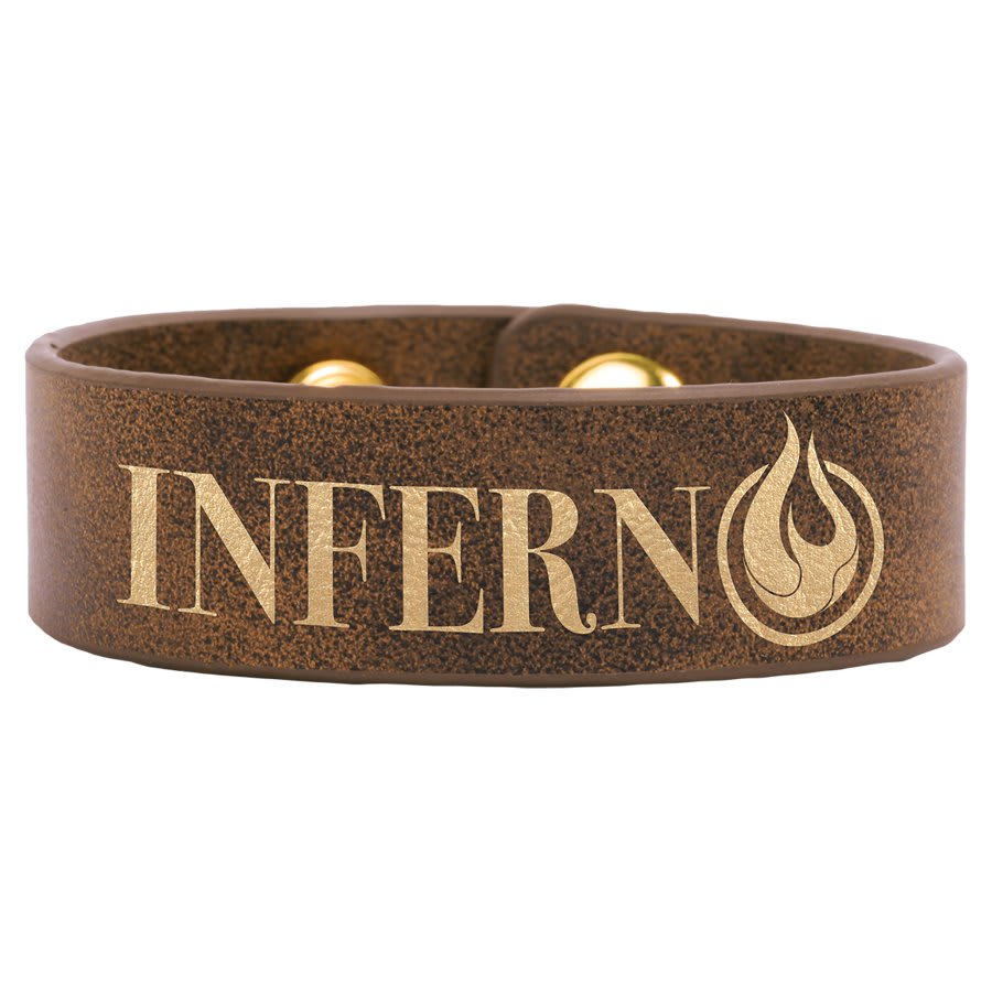 Rustic/Gold Engravable Leatherette Youth Cuff Bracelet - 8 1/2" x 3/4"