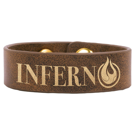 Rustic/Gold Engravable Leatherette Youth Cuff Bracelet - 8 1/2" x 3/4"
