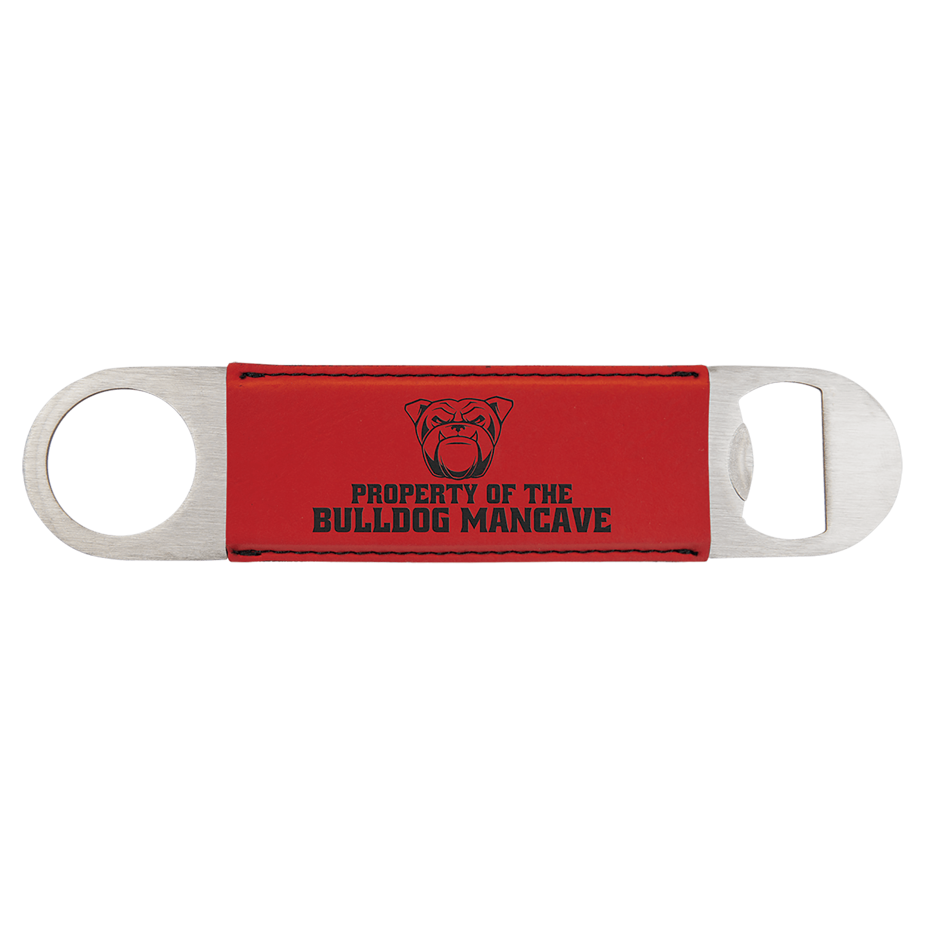 Red Engravable Leatherette Bottle Opener - 1 1/2" x 7"