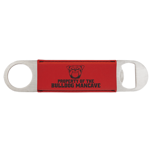 1 1/2" x 7" Red Laserable Leatherette Bottle Opener