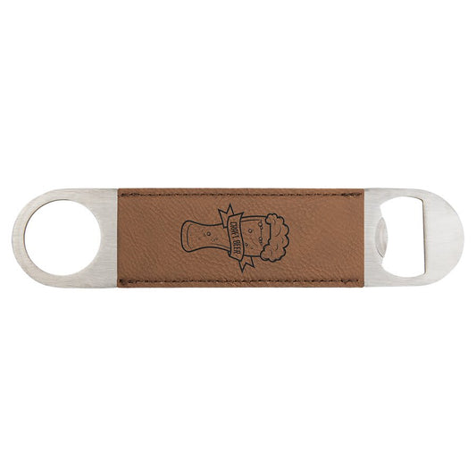 Dark Brown Engravable Leatherette Bottle Opener - 1 1/2" x 7"