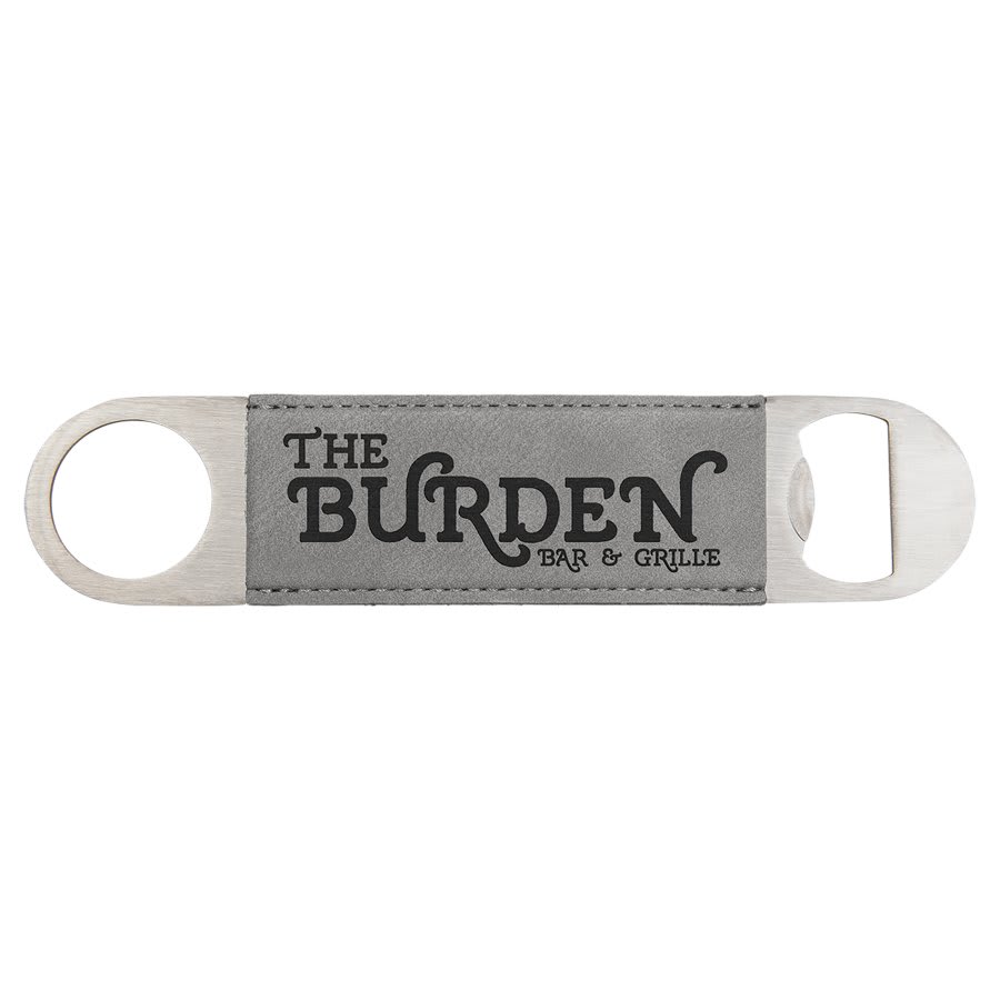 Gray Engravable Leatherette Bottle Opener - 1 1/2" x 7"