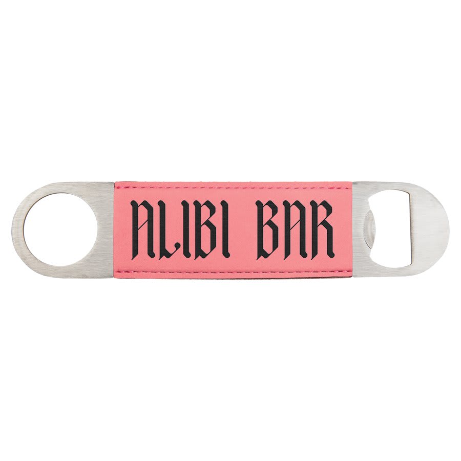 Pink Engravable Leatherette Bottle Opener - 1 1/2" x 7"