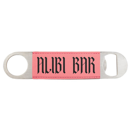 1 1/2" x 7" Pink Laserable Leatherette Bottle Opener