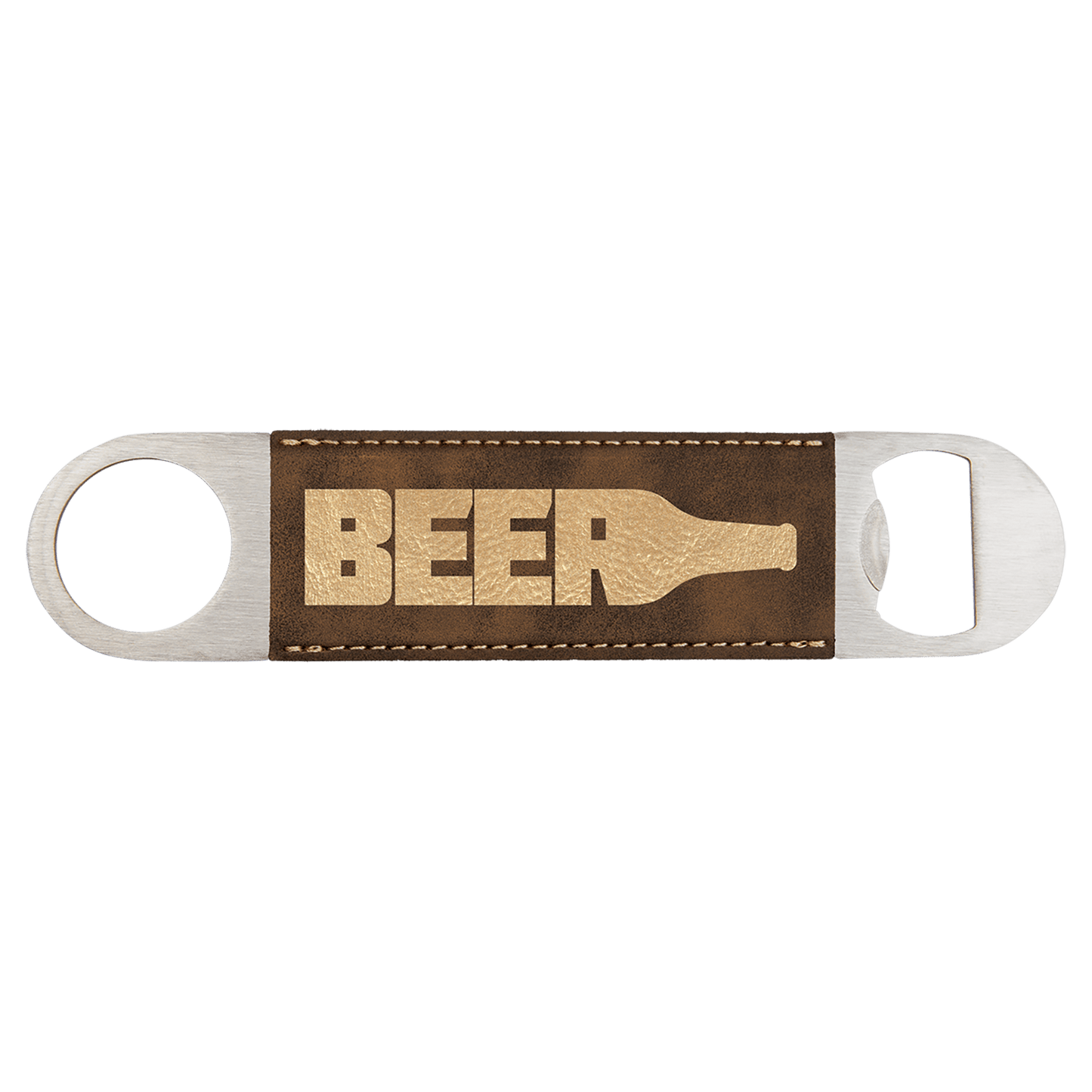 Rustic/Gold Engravable Leatherette Bottle Opener - 1 1/2" x 7"