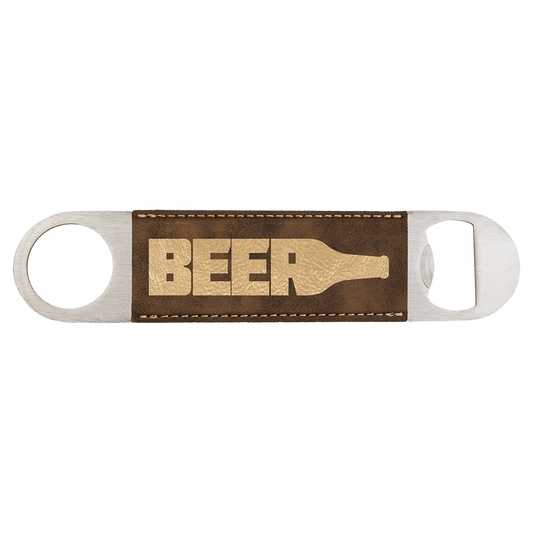 Rustic/Gold Engravable Leatherette Bottle Opener - 1 1/2" x 7"