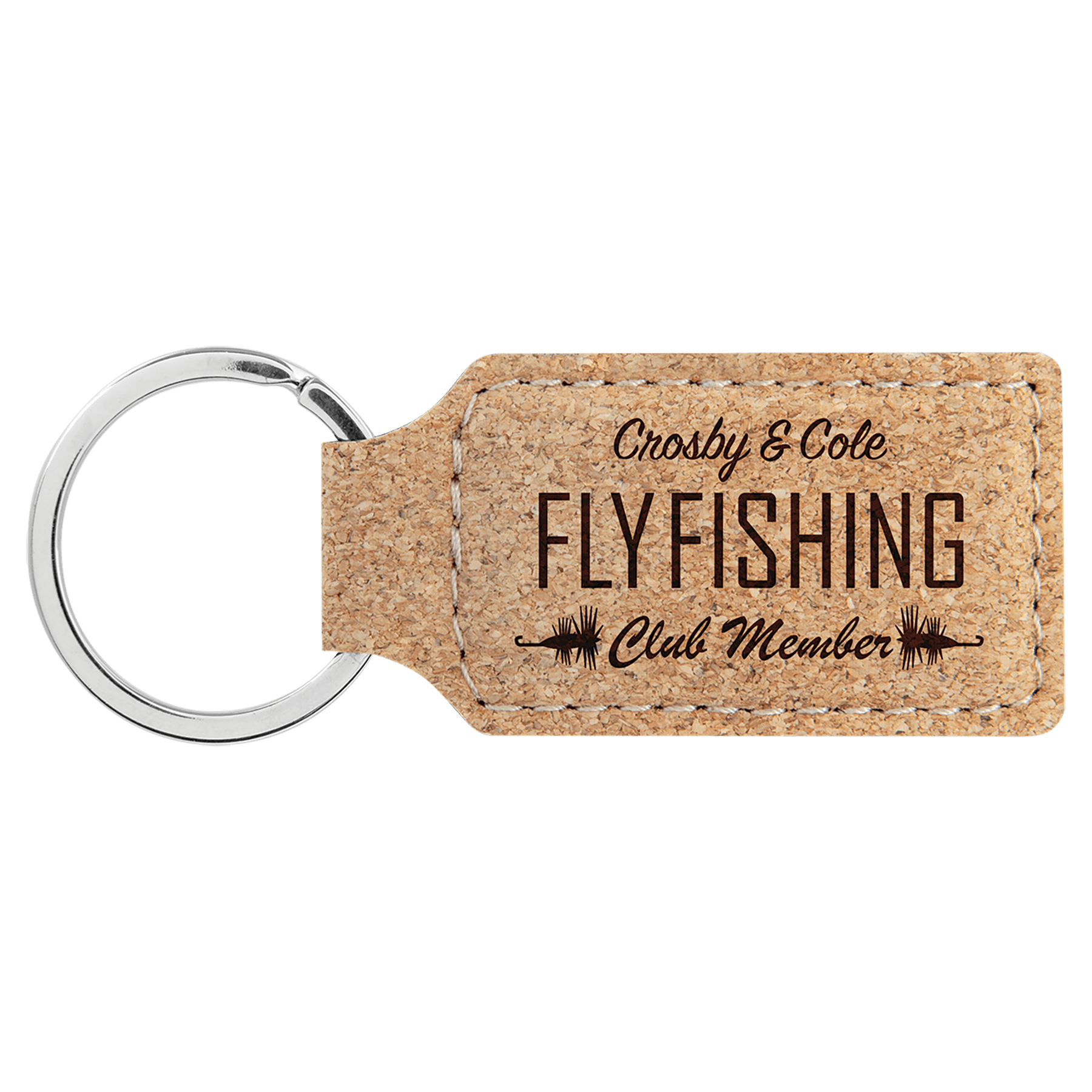Cork Rectangle Keychain - 2 3/4" x 1 1/4"