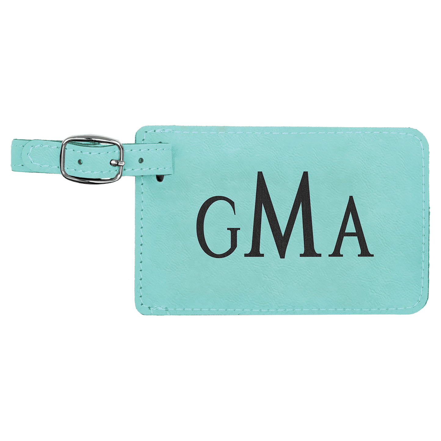 Teal Engravable Leatherette Luggage Tag - 4 1/4" x 2 3/4"