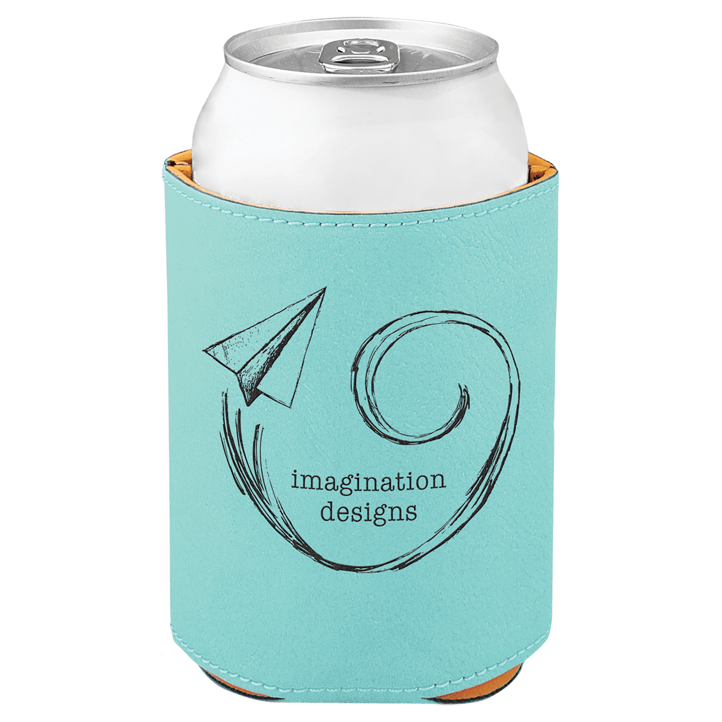 Teal Engravable Leatherette Beverage Holder - 3 3/4"