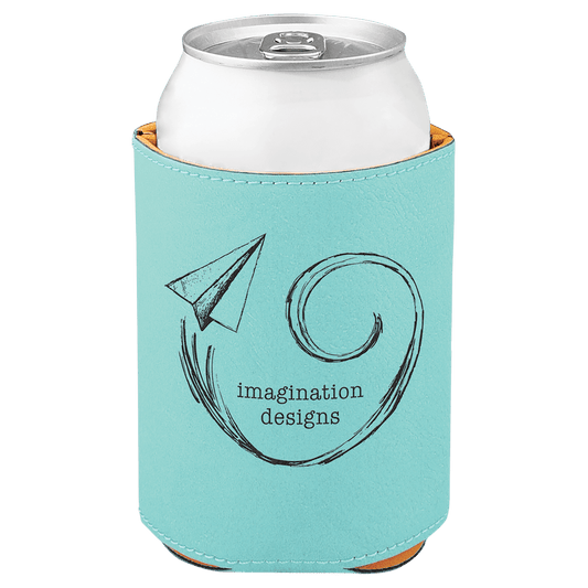 3 3/4" Teal Laserable Leatherette Beverage Holder