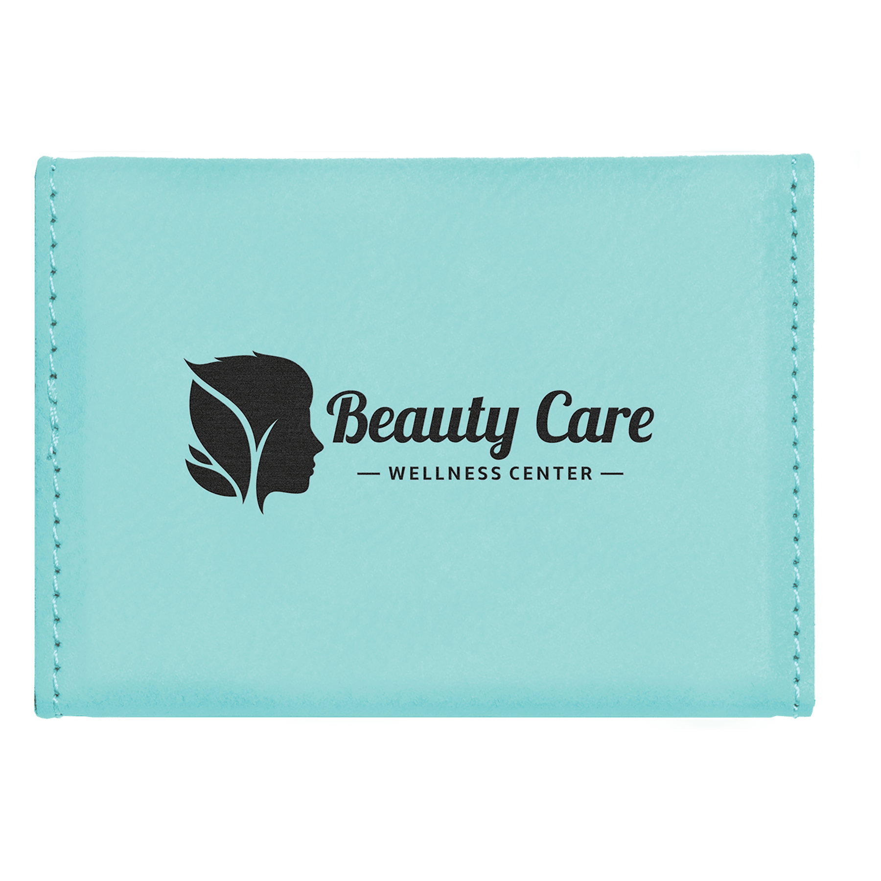 Teal Engravable Leatherette Hard Business Card Holder - 3 3/4" x 2 3/4"