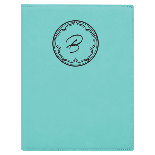 Teal Engravable Leatherette Small Portfolio with Notepad - 7" x 9"